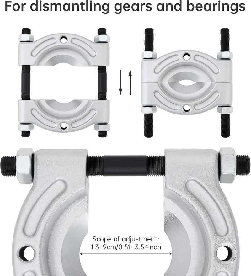 ChgImposs Heavy Duty Bearing Puller Tool with 1/2"–4-5/8" Jaw Spread, 1/2"-13 Threaded Holes, 4" Chrome-Plated Gear & Pinion Splitter for Wheel Hub, Bearing, Pulley – Auto & ATV Use - Image 3
